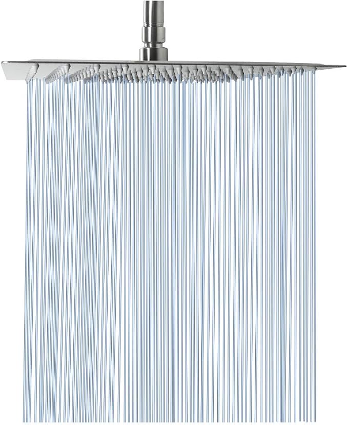 NearMoon Rain Shower Head, High Flow Stainless Steel Square Rainfall Shower, Waterfall Bath Shower Body Covering, Ceiling or Wall Mount (12 Inch, Brushed Nickel)