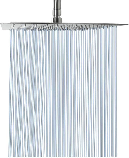 NearMoon Rain Shower Head, High Flow Stainless Steel Square Rainfall Shower, Waterfall Bath Shower Body Covering, Ceiling or Wall Mount (12 Inch, Brushed Nickel)