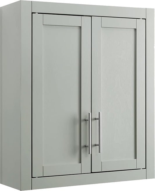 Crosley Furniture Savannah Wall Mounted Bathroom Storage Medicine Cabinet with Shelves, Gray