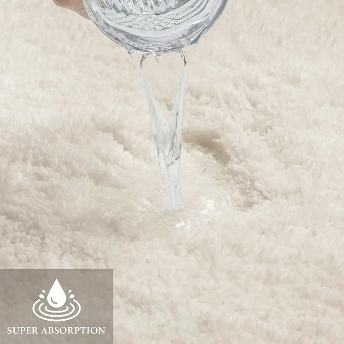 MIULEE Ivory Large Bathroom Rugs Soft Microfiber Bath Mat 24x36 Inch | Absorbent, Non Slip, Quick Dry, Fluffy Bath Rugs for Bathroom Floor Tub Showers, Machine Washable
