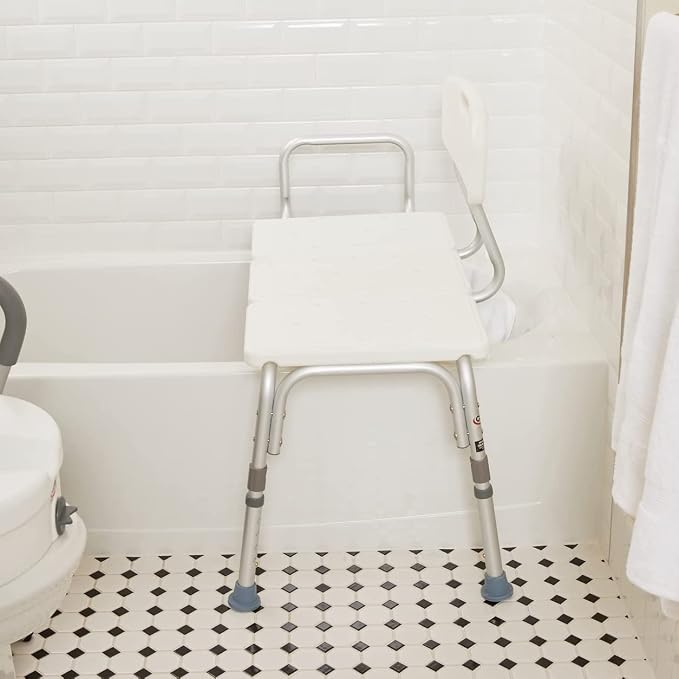 Carex Shower Bench and Shower Chair For Elderly and Disabled with Height Adjustable Legs, Tub Bench Converts to Right or Left Hand Entry, Shower Chair For Bathtub