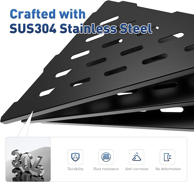 lives Corner Shower Shelves 2 Pack, 10" Black Corner Shelf for Bathroom, 304 Stainless Steel Grout in Bathroom Shower Shelf for Tiled Wall, Waterproof, Easy Install (Matte Black,10")