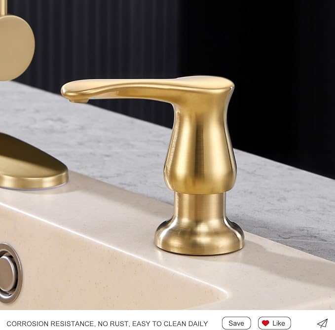 Kitchen Sink Soap Dispenser Brushed Gold, G086BG-G | Gold Under Sink Soap Dispenser with 40" Silicone Extension Tube, Say Goodbye to Frequent Refills