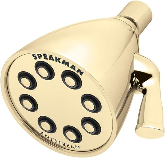 Speakman S-2251-PB Signature Icon Anystream High Pressure Adjustable Solid Brass Shower Head, Polished Brass