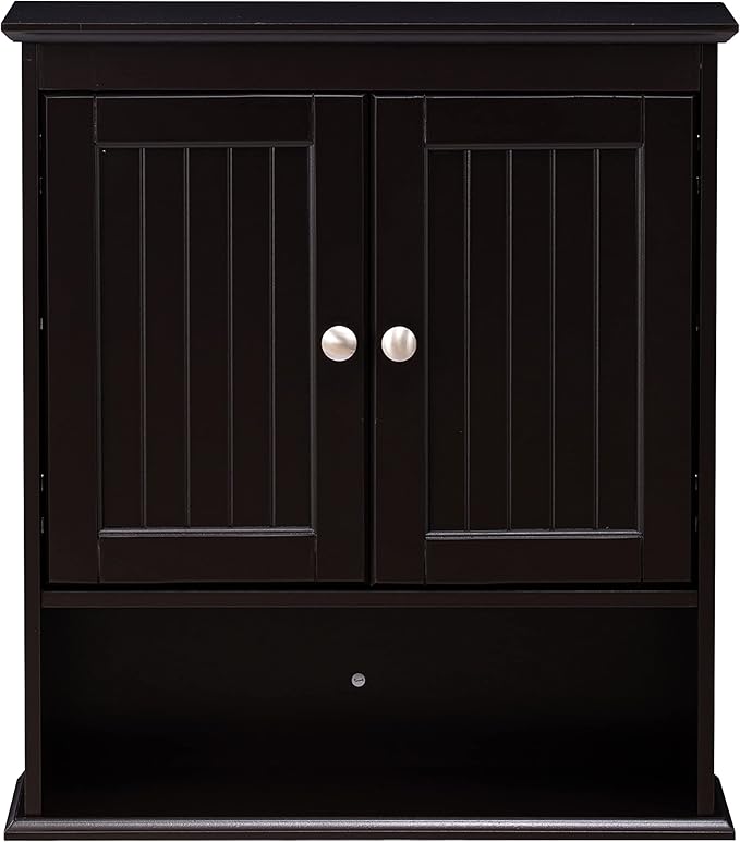 Spirich Bathroom Wall Cabinet Over Toilet, Small Medicine Cabinet Espresso | FSC-Certified MDF, Adjustable Shelf, Easy Assembly, Space-Saving Open & Concealed Storage for Toiletries, Towels, And Decor