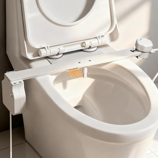 Bidet Toilet Seat Attachment with Warm Air Dryer | Fresh Water Bidet Sprayer for Toilet, 5-Level Water Pressure Control, Dual Knob & Button Operation, Fits Most Toilets