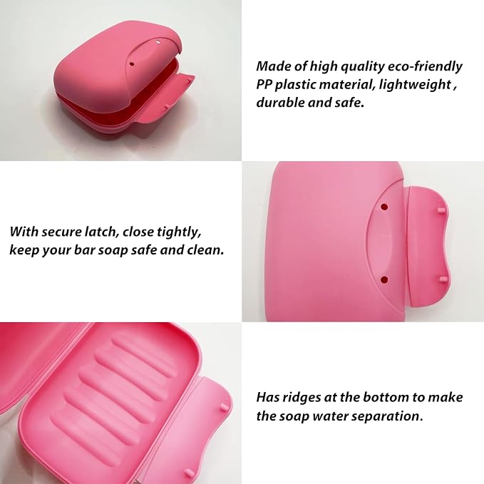 3 Pcs Travel Soap Case, Travel Soap Container - Portable Soap Case Colorful Soap Holder for Home, Bathroom, Hiking, Camping, Outdoor (Blue-Pink-Rose Red)