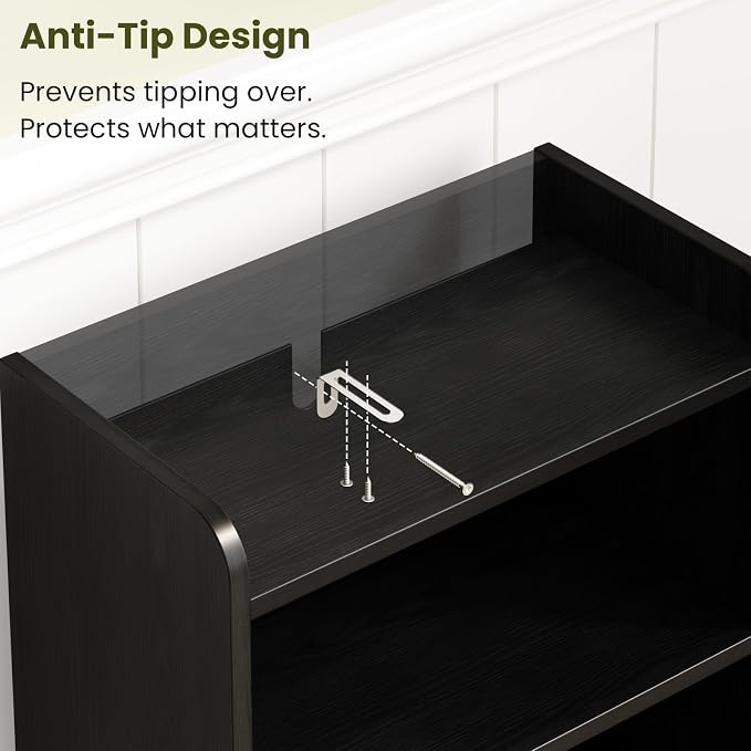 Small Bathroom Storage Cabinet with 2 Doors & Shelf,Line Black | Narrow Storage Organizer, Toilet Paper Floor Cabinets Freestanding, for Small Spaces, Laundry Room, 7.8" D x 14.6" W x 31" H