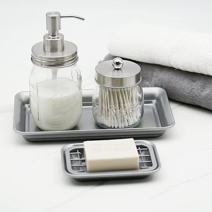 SheeChung Soap Dish for Bathroom Kitchen, Stainless Steel Soap Holder Tray | 1 Pack Silver, Metal Soap Dish with Drainage, for Kitchen Sink Counter to Store Bar Soap Sponges Scrubbers, Rust Resistant