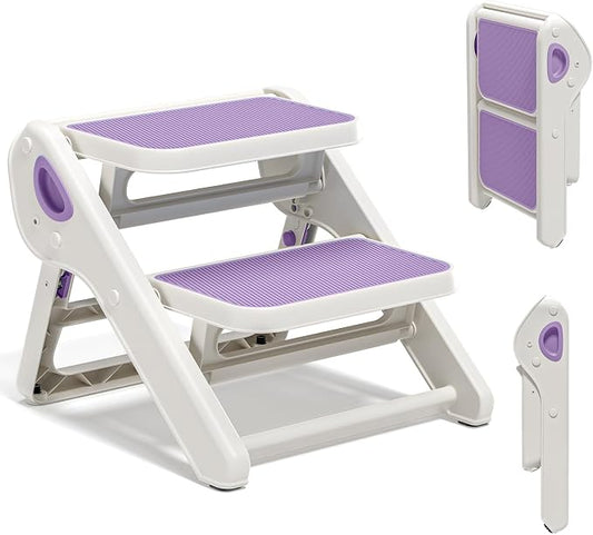 MoreFeel Foldable Toddler Step Stool for Bathroom Sink - 2-Step Kids Stool for Potty Training, Kitchen Counter & Bedroom, Sturdy Non-Slip Child Safety Stool Helper