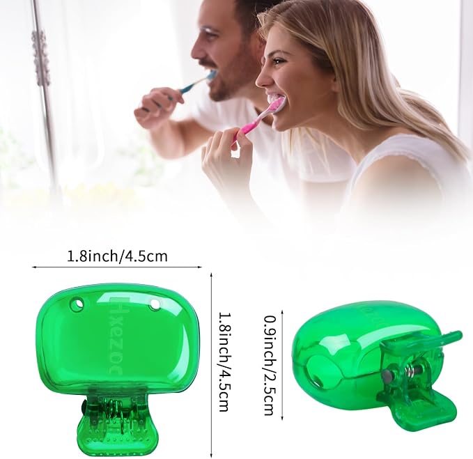 Hxezoc 4 Pack Toothbrush Covers Toothbrush Holders Toothbrush Protector Cap Brush Pod Case Portable Plastic Clip for Household Travel, Bathroom, School, Camping, Business (Green, Teal, Orange, Pink)