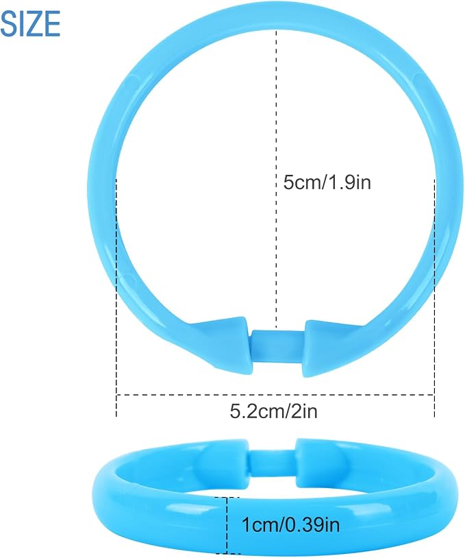 Light Blue Shower Curtain Hooks - 12 Pcs Circular Plastic Shower Curtain Rings for Bathroom - O Shaped Sky Blue Shower Hooks Rings for Shower Curtain Rod