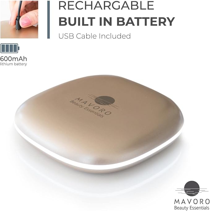 LED Lighted Travel Makeup Mirror 1x/10x, USB-C Rechargeable(Champagne Gold)