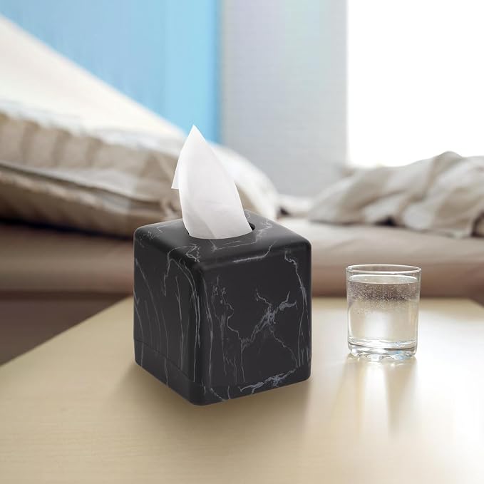 MOCHTERO Marble Pattern Square Tissue Box Cover,Modern Tissue Holders Decor,for Bathrooms, Bedroom, Dinner Table, Office