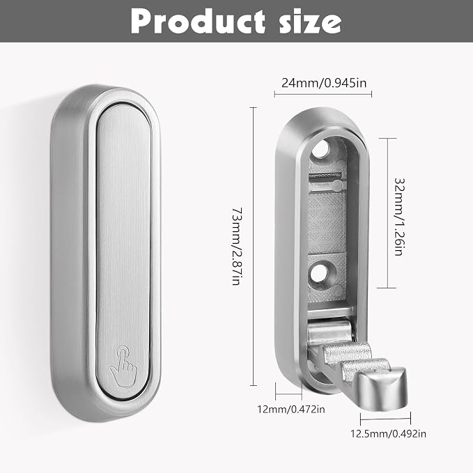 Foldable Wall Hook, Silver, 4 Pack, Screw Mounted, Heavy Duty Coat Hooks | 90° Foldable Design, Wall Mounted, Zinc Alloy, Flip-Down Design, Includes Screws And Anchors, For Bedroom, Entryway, Closet