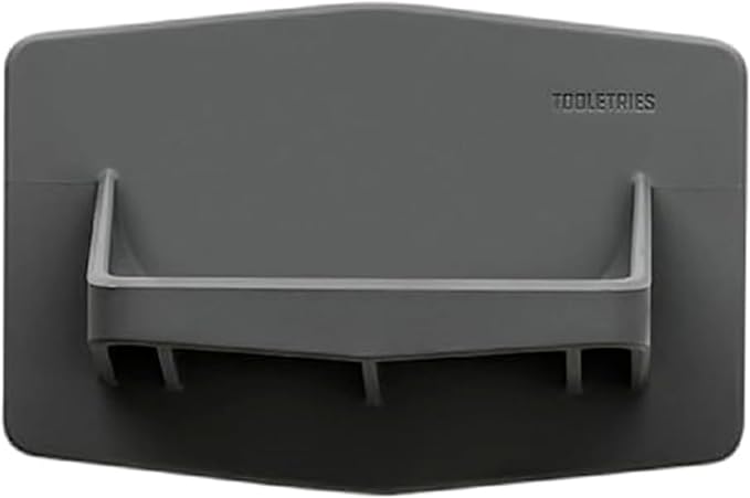 TOOLETRIES The Benjamin Soap Holder for Shower - Charcoal | Draining silicone soap holder with a reusable adhesive mount to keep soap dry and organised.