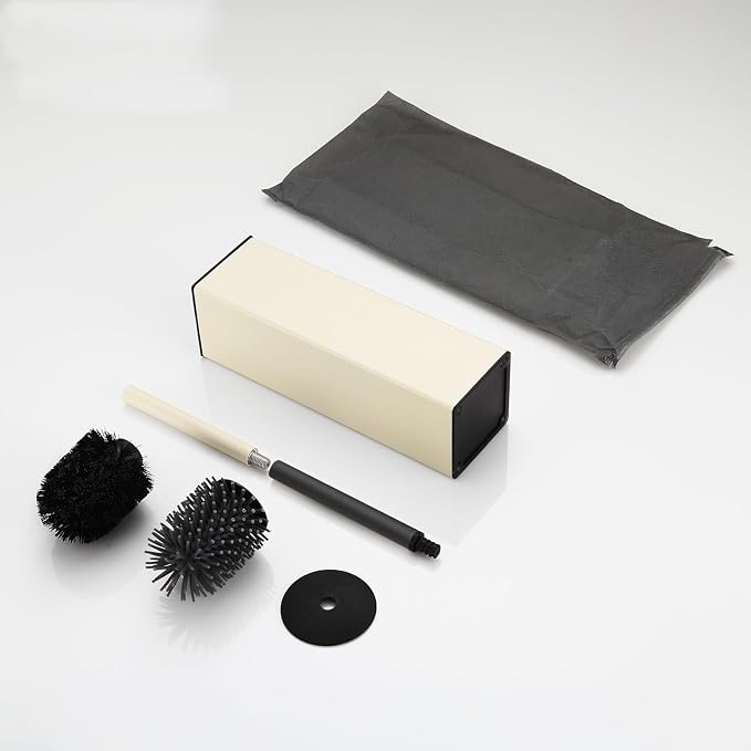 Toilet Brush and Holder Set White Freestanding for Bathroom