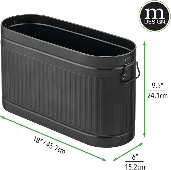 mDesign Large Steel Free Standing Toilet Paper Organizer, 6-Roll Tissue Storage Holder Container Bin for Bathroom Floor, Fits Under Sink, Vanity, Shelf, In Cabinet, or Corner, Oscar Collection - Black