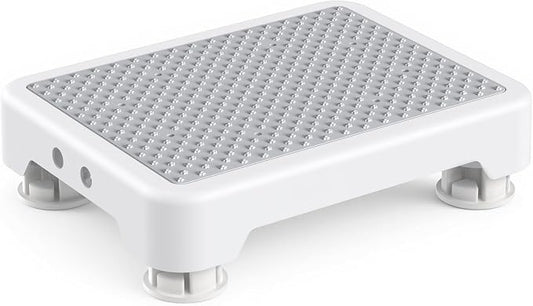 SOYO Mobility One Step Stool Platform for Adults & Elderly, White-Gray | Adjustable Small Step Riser for Seniors, Indoor Outdoor Non-Slip Standing Support Portable Low Step for Car, Bed, Bathroom