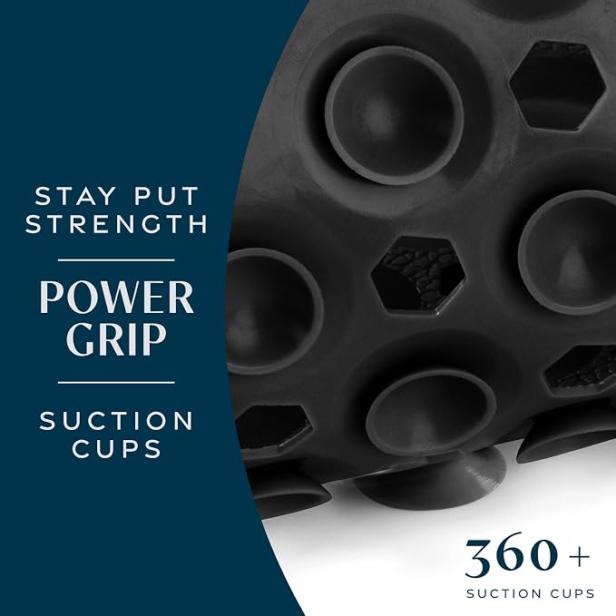 SlipX Solutions 39"x16" Power Grip Non Slip Bathtub Shower Mat, Black | Stronger Wet Surface Protection, Soft Under Foot, 265+ Suction Cups, Large Drainage Holes