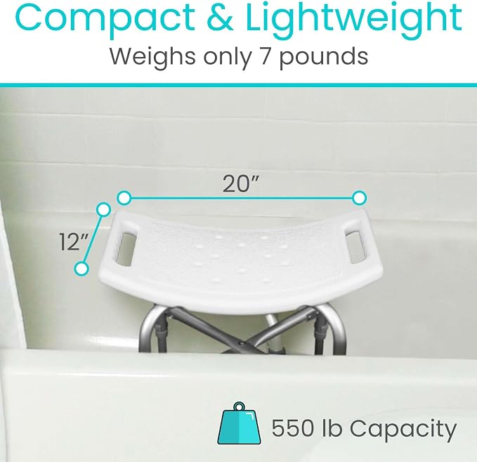 Vive Heavy Duty Bariatric Shower Chair | Bath Stool & Bathtub Seat for Inside Tub Elderly, Seniors, Handicap & Disabled Adults- Non-Slip, Adjustable, Supports 550 lbs