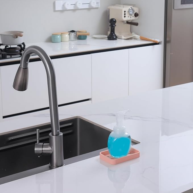 MicoYang Silicone Kitchen Sink Organizer Tray for Multiple Usage,Easy Clean Sponges Holder for Kitchen Bathroom Counter or Sink,Dish Soap Dispenser,Scrubber,Bottle,Cup Pink 4.9”x 3.2”