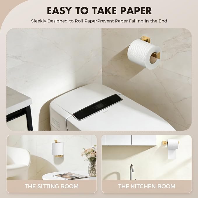 5-Pieces Gold Bathroom Accessories Set, 24 Inch Towel Bar Set | Stainless Steel, Towel Ring, Toilet Paper Holder, Robe Hooks, Towel Racks for Bathroom Wall Mounted, Bathroom Hardware Set