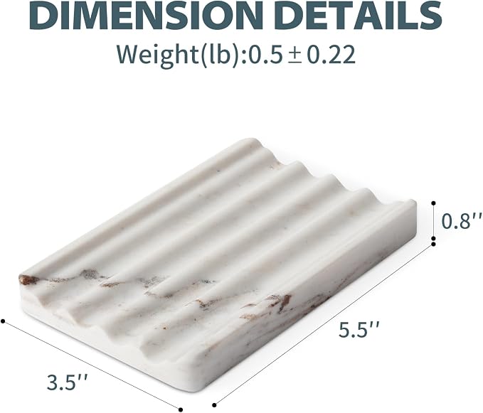 Karibiber Marble Soap Holder, Soap Dish for Shower, Bathroom, Kitchen, Multi-Function Soap Saver, Soap Saver with Water Ripple Design, Soap Tray for Bar Soap(Palissandro Classico)