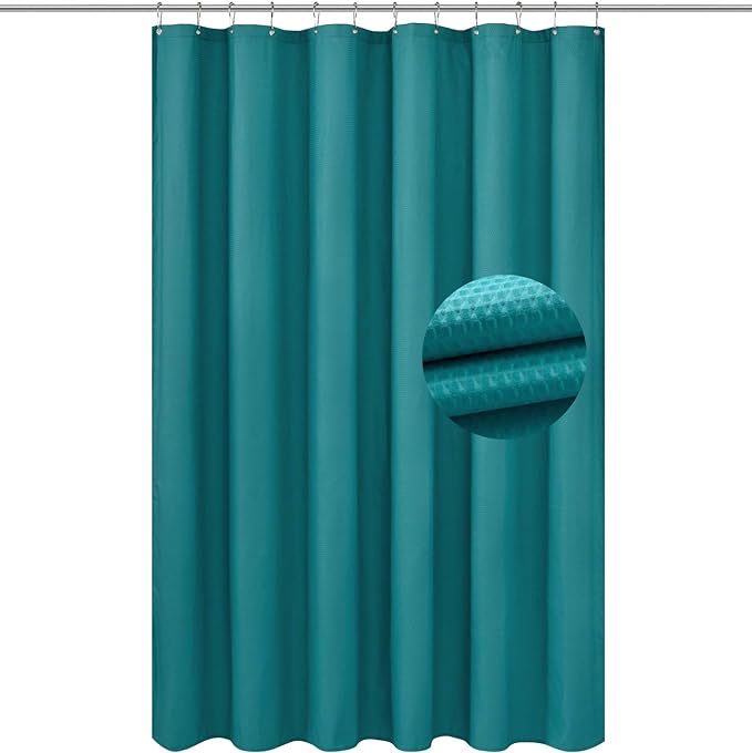 Barossa Design Soft Microfiber Fabric Shower Liner or Curtain Turquoise | Hotel Quality, Machine Washable, Water Repellent 70W x 72H Lightweight Cloth Shower Curtain for Bathroom/Tub