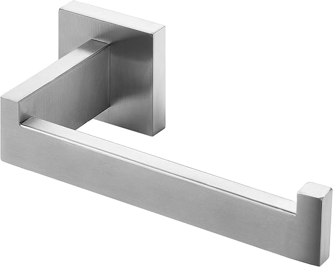 HITSLAM Brushed Nickel Toilet Paper Holder Wall Mount Square Silver 304 Stainless Steel Toilet Paper Roll Holder for Bathroom Rustproof