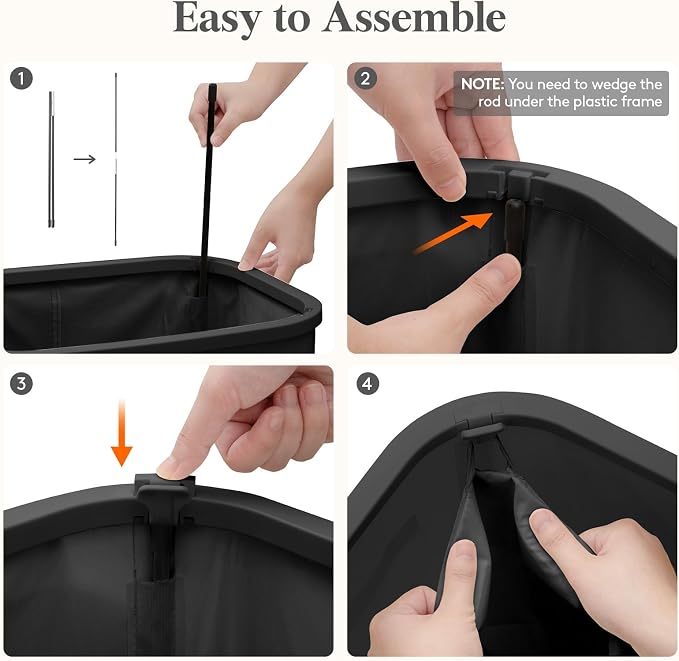 Lifewit Slim Laundry Basket with Lid and Removable Bag, 75L, Black | Plastic Handles, Collapsible Narrow Laundry Hamper, Tall Skinny Laundry Bin, Clothes Hamper for Laundry, Bedroom, RV, Dorm