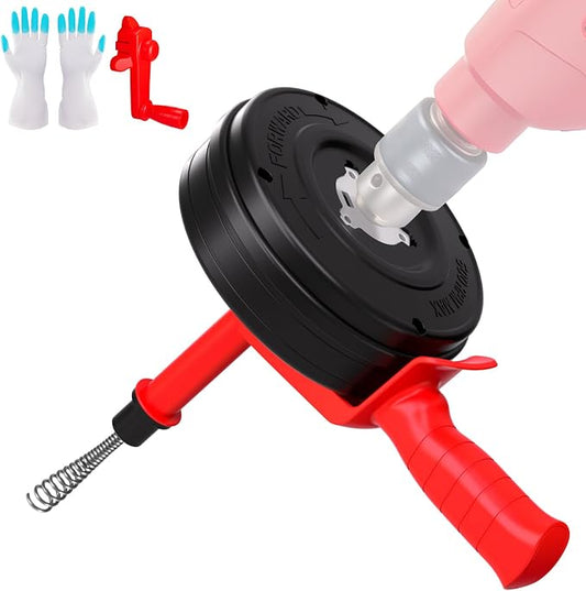 25 Feet Drain Snake Auger SEVVETROOL Plumbing Snake Drain Hair Clog Removal Tool | Plumbing Snake Clog Remover with Glove for Shower,Bathtub,Sink,Kitchen,Sewer(7.5M/25ft,Red)