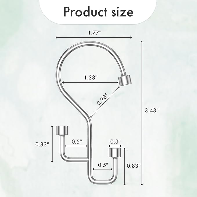 Bathway 12-Pack Double Shower Curtain Hooks, Rust-Resistant Metal Shower Curtain Rings with High-Low Design to Separate Liner & Curtain, Smooth Glide, Chrome