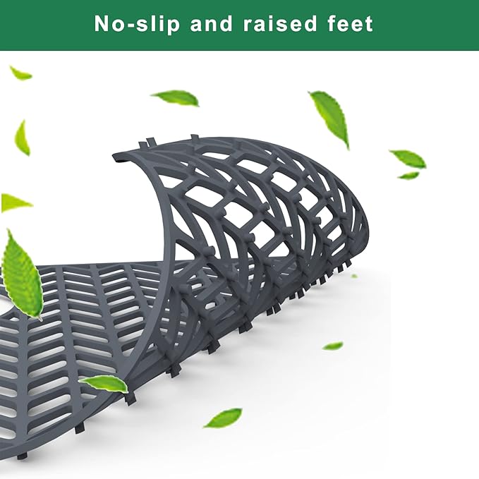 GUUKIN Sink Protectors for Kitchen Sink, 26''x 14'' Silicone Kitchen Sink Mat Grid for Bottom of Farmhouse Stainless Steel Porcelain Sink with Rear Drain (Grey)