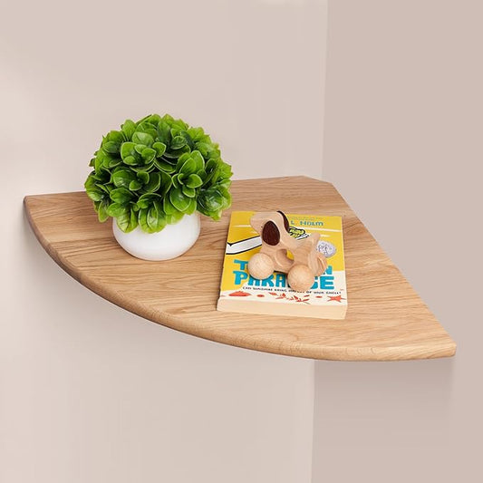 Gieanoo Corner Floating Shelf 10inch Solid Oak Wood Floating Corner Shelf with Wire Hole Corner Wall Mount Storage Display Shelves for Living Room Bedroom Bathroom Kitchen