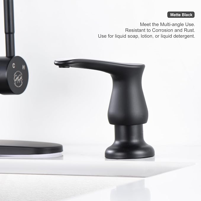 Built in Soap Dispenser for Kitchen Sink with Bottle, Matte Black | Mattle Black Kitchen Sink Soap Dispenser Pump with 17 OZ Bottle, Lotion Dispenser, Refill from The Top, G086B
