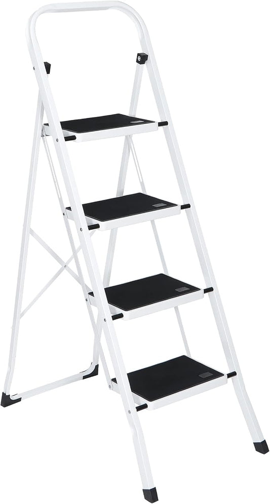 ZENY 4 Step Ladder, Folding Step Stool with Wide Anti-Slip Pedal, 330lbs Sturdy Steel Ladder for Adults, Portable Steel Step Stool for Home Kitchen Office