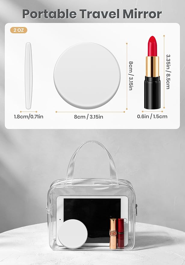 Compact Mirror with Light, Rechargeable 40X Magnifying Mirror with 3 Lighting Modes & Dimmable Brightness, Portable Travel Makeup Mirror; Essentials for Travel, Pocket, Purse Gifts White