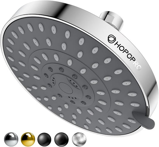 High Pressure Shower Head, HOPOPRO 5-Mode Fixed Showerhead, NBC Recommended | The Washington Post, NBC News, Today TV Show Recommended, Consumer Reports Tested High Flow Fixed Shower Head (6 Inch Chrome)