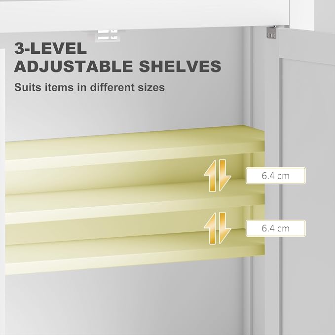 HOMCOM Bathroom Wall Cabinet Modern Medicine Cabinet Wall Mounted White | Over The Toilet Space Saver, 2 Doors, 2 Adjustable Shelves