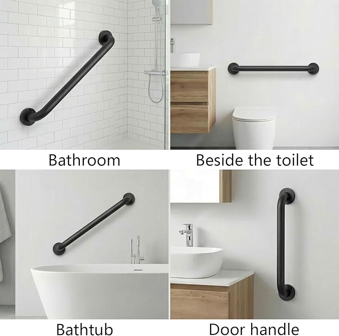 16" Stair Handrail, Wall-Mounted Safety Grab Bar for Indoor & Outdoor Steps