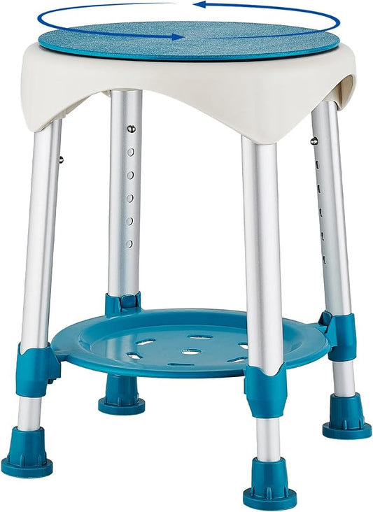 Shower Chair Stool for Inside Shower,360° Swivel,300 LBs,Green | 6-levels Height Adjustable Bathtub Stool with Storage Tray,Small Corner Stool for Shower,Bath Shower Seat for Seniors