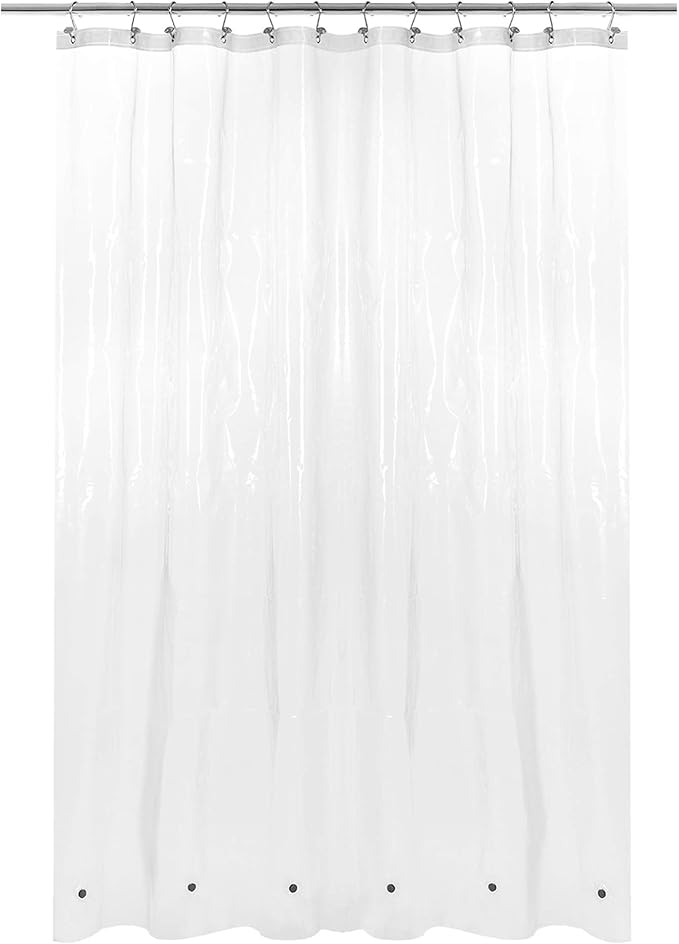 Barossa Design Plastic Shower Curtain Liner with 6 Magnets, Clear, 70x72 | 6 Magnets, 8G Heavy Duty PEVA, 12 Metal Grommets, See Through Vinyl Bath Curtain for Bathroom, 70 x 72 Inch
