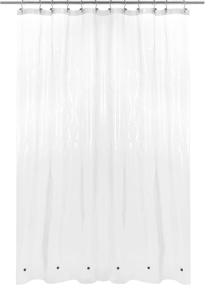 Barossa Design Plastic Shower Curtain Liner with 6 Magnets, Clear, 69x70 | 8G Heavy Duty PEVA, 6 Bottom Magnets, Waterproof, PVC Free, Metal Grommets, 69 x 70 for Standard Size Bathroom