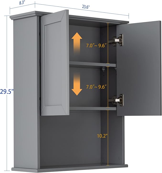 VANIRROR Bathroom Wall Mounted Wood Medicine Cabinet with Adjustable Shelf | 23"x 29" Over Toilet Wall Hanging Cabinets for Entryway, Kitchen, Laundry Room