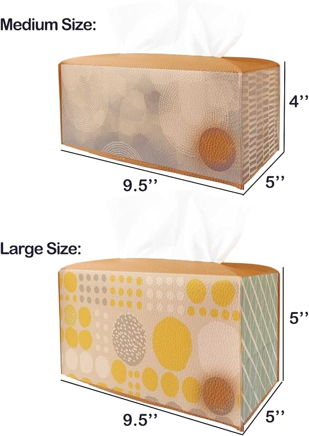 Tissue Box Cover Large Rectangular – Plus Size Leather Tissue Box Holder with Bottom Belt [JESMINI, Camel Brown] Long Rectangle Tissue Holder for Bathroom/Car/Office Decor