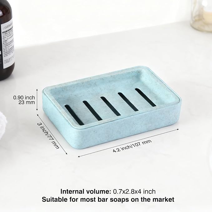 Soap Dish with Drain 2 Pack Plastic Sponge Holder for Shower | Soap Box Double Layer Draining Soap Case Soap Container Easy Cleaning for Bathroom Kitchen Sinks