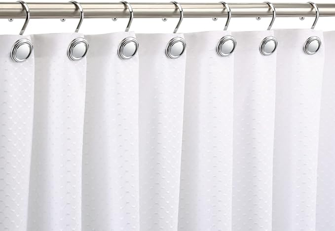 CHICTIE Chrome Shower Curtain Hooks Rings, Decorative Silver Shower Hook for Shower Curtain, Rustproof Modern Shower Rings Hangers for Bathroom Curtains Rods, Set of 12