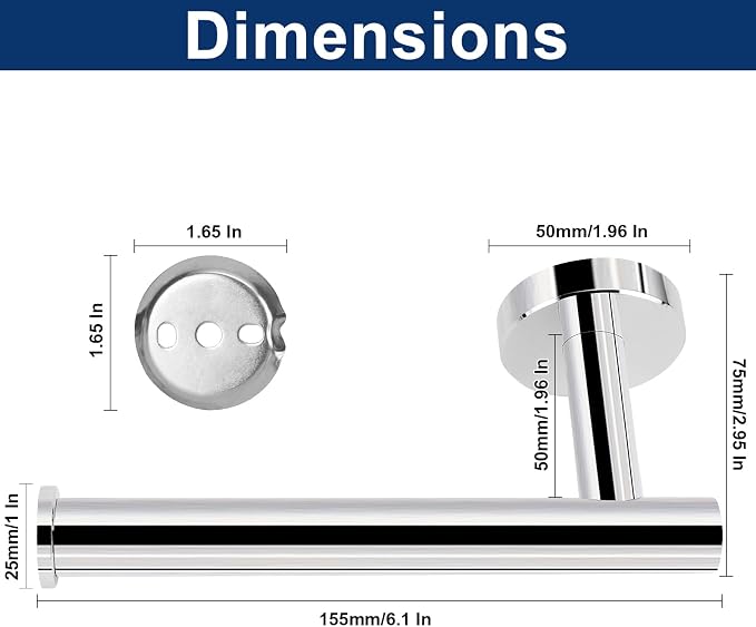 NearMoon Bathroom Toilet Paper Holder, Premium SUS304 Stainless Steel Rustproof Wall Mounted Toilet Roll Holder for Bathroom, Kitchen (2 Pack, Chrome Finish)