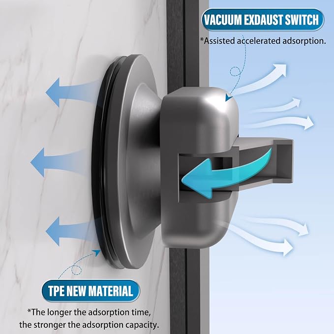 Onemake Shower Caddy Suction Cup, 2 Pack Shower Shelf with Hooks for Bath | No-drilling Rustproof Aluminum Removable Caddy with Towel Bar, Waterproof Shower Organizer, Corner Shampoo Holder, Gray